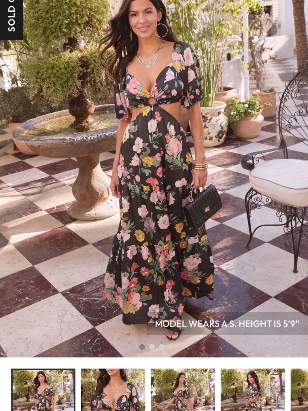 Vici Black Floral Tie-Front Maxi Dress